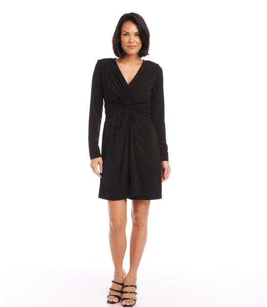 Black Petite Size Twist Front Dress | Karen Kane