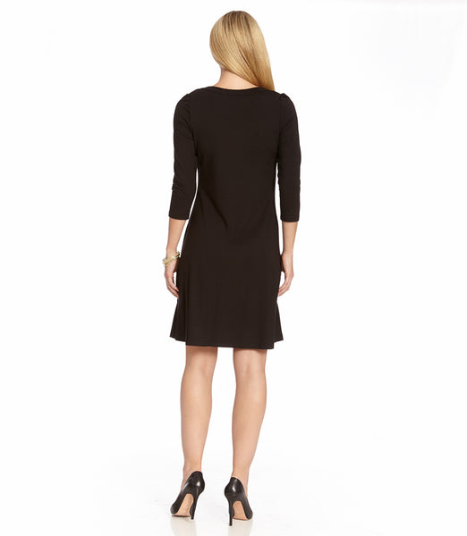 Petite Size Three Quarter Sleeve A Line Dress