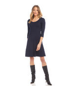 Petite Size Three Quarter Sleeve A-Line Dress