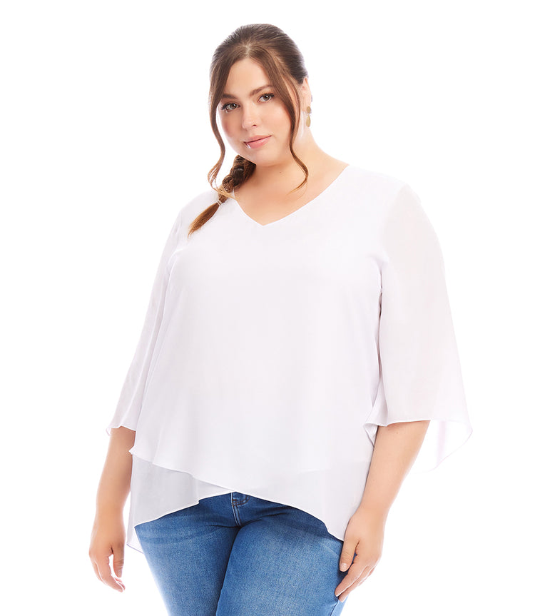 Plus Size Bracelet Sleeve Asymmetric Top