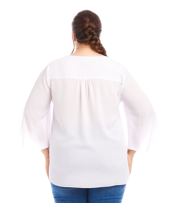 Plus Size Bracelet Sleeve Asymmetric Top