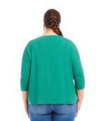 Plus Size 3/4 Sleeve Boatneck Top