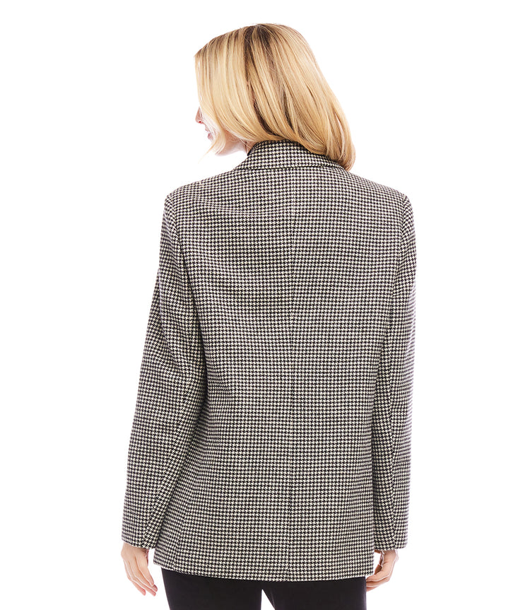 Black And Cream Houndstooth Blazer Karen Kane