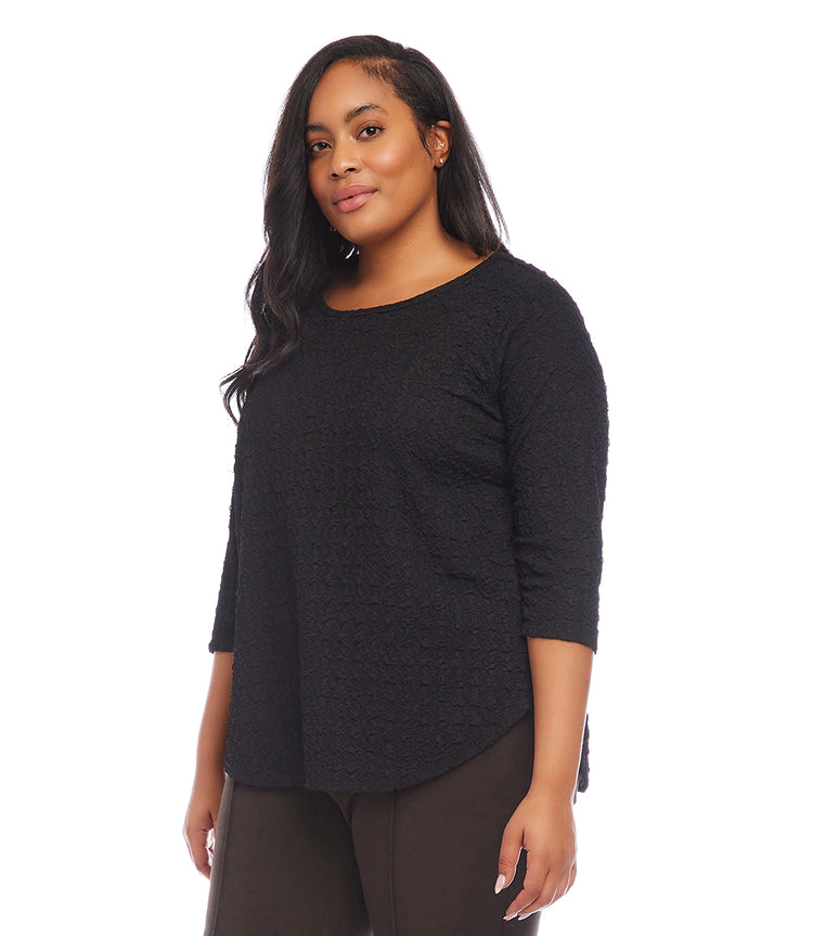 Plus Size 3/4 Sleeve Shirttail Top