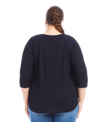 Plus Size 3/4 Sleeve Shirttail Top