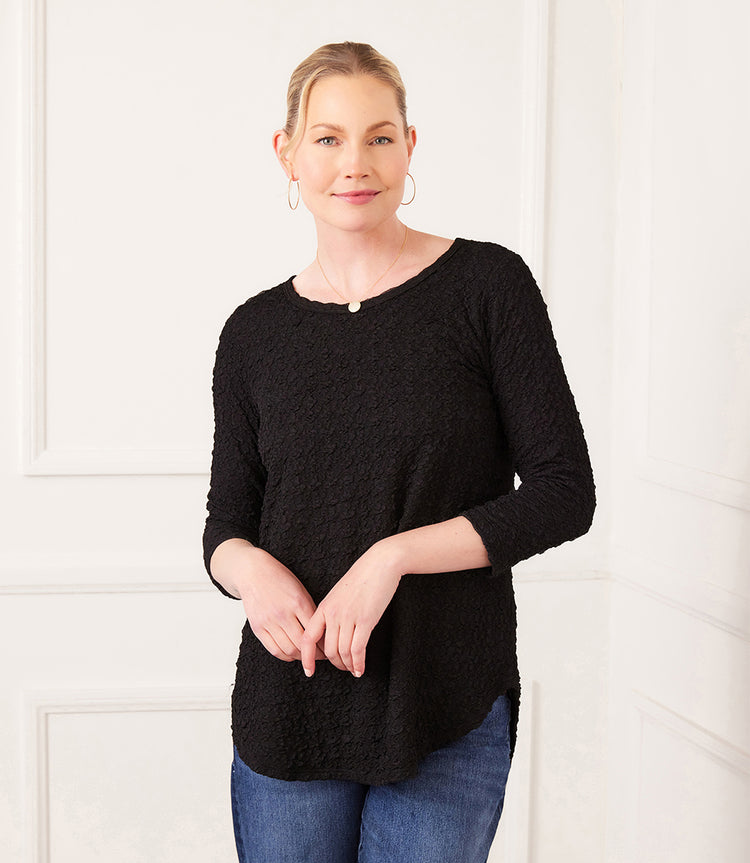 3/4 Sleeve Shirttail Top