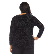 Plus Size Velvet Burnout Shirttail Top