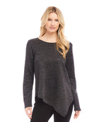 Long Sleeve Metallic Asymmetric Top