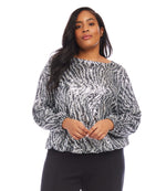 Plus Size Sequin Boatneck Top