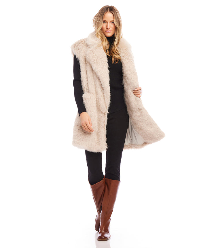 Faux fur vest long best sale