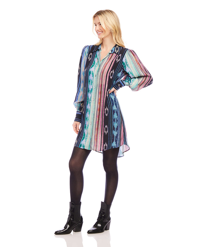 Blouson Sleeve Shirtdress