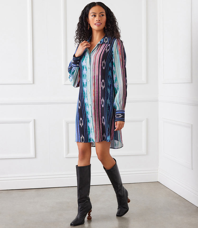 Blouson Sleeve Shirtdress