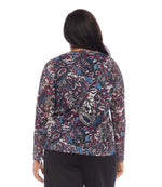 Plus Size Long Sleeve Paisley Crewneck Top