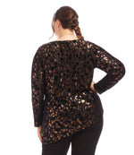 Plus Size Velvet Burnout Asymmetric Top