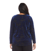 Plus Size Velvet Burnout Shirttail Top