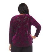 Plus Size Velvet Burnout Shirttail Top