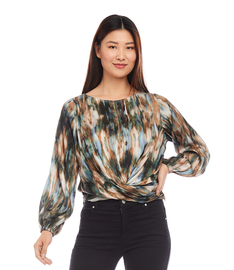 Satin Boatneck Drape Top