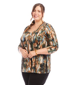 Plus Size 3/4 Sleeve Side Slit Top