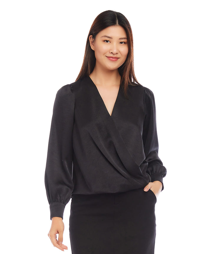 Drape Front Satin Top