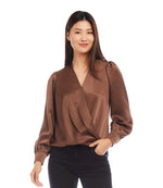 Drape Front Satin Top