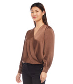 Drape Front Satin Top