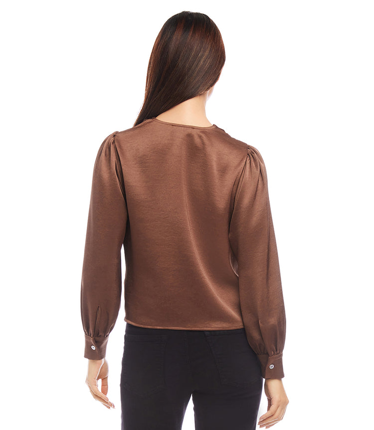 Drape Front Satin Top