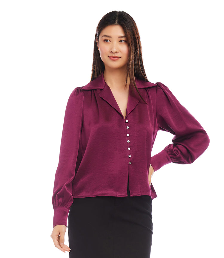 Shirred Satin Blouse