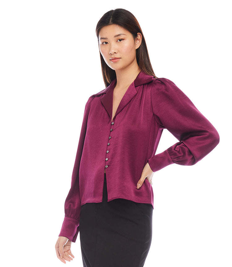 Shirred Satin Blouse