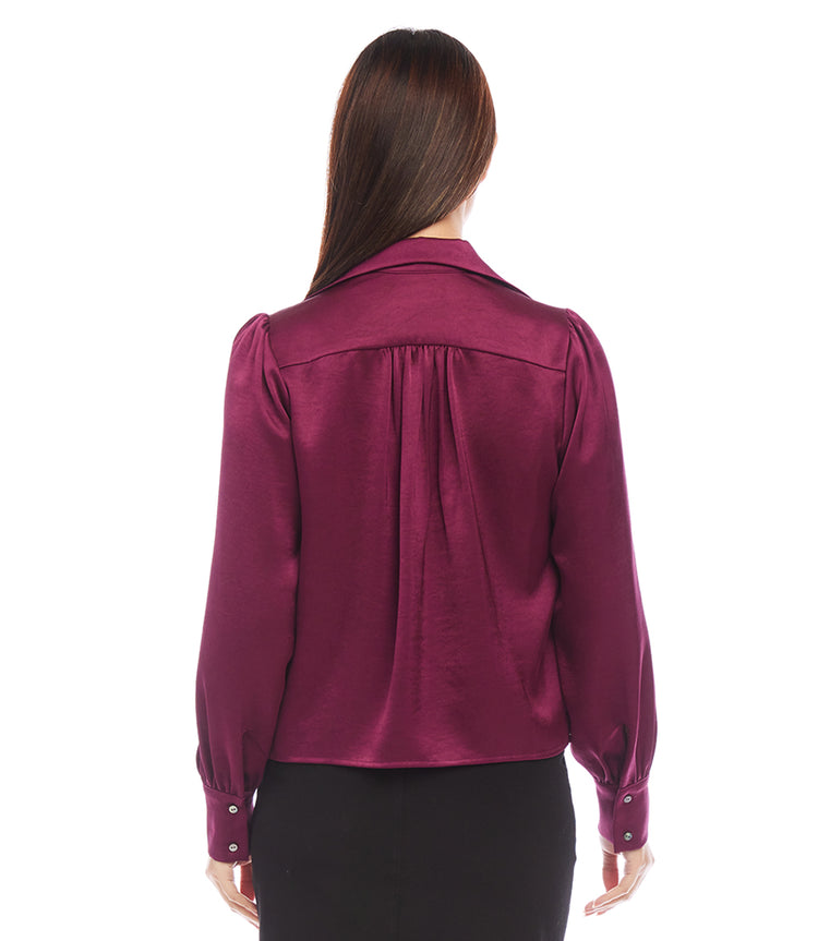 Shirred Satin Blouse