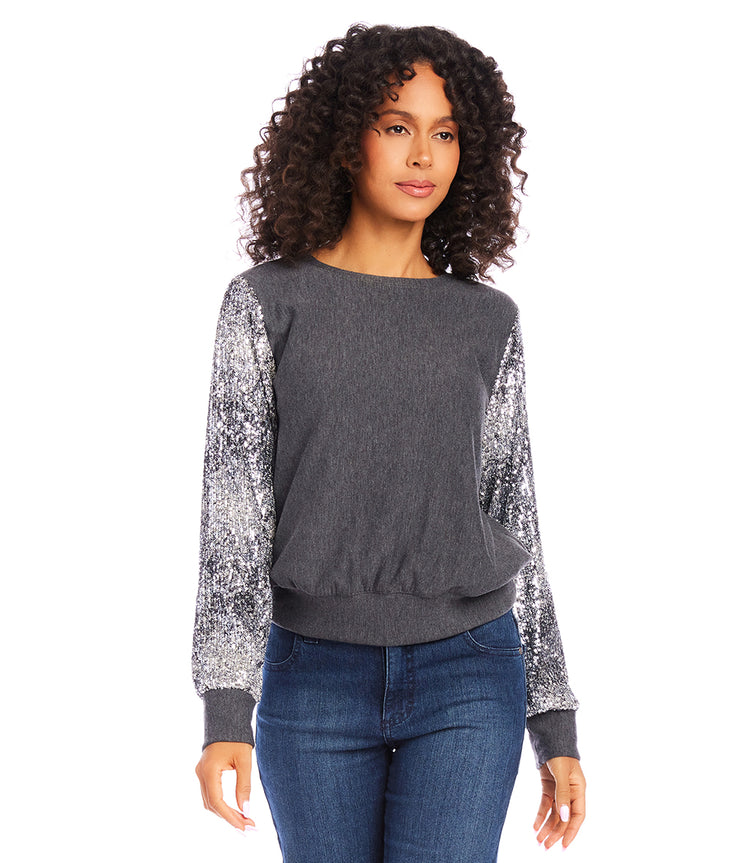 Sequin Sleeve Top