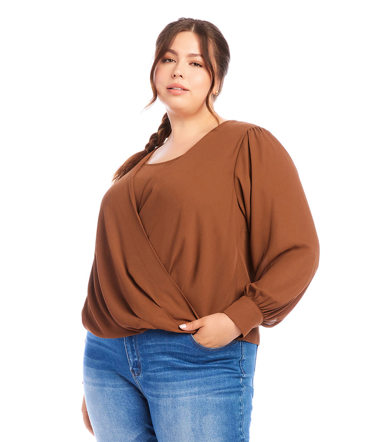 Plus Size Drape Front Top