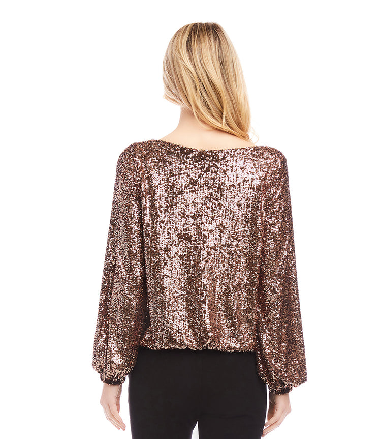 Sequin Boatneck Top