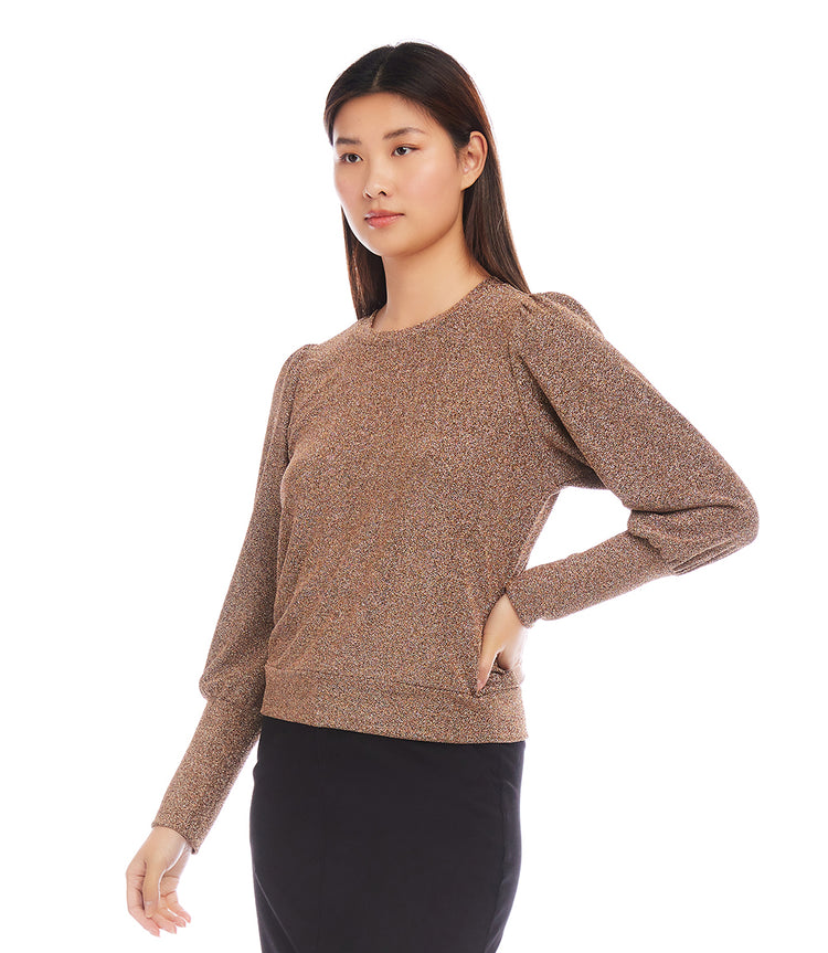 Bishop Sleeve Metallic Top