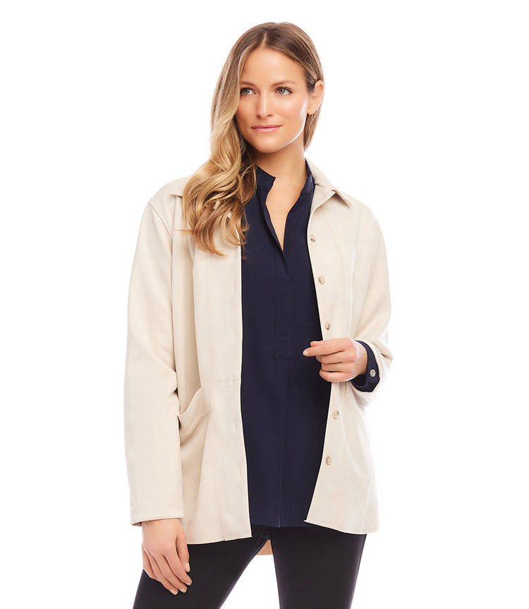 Faux Suede Shirt Jacket