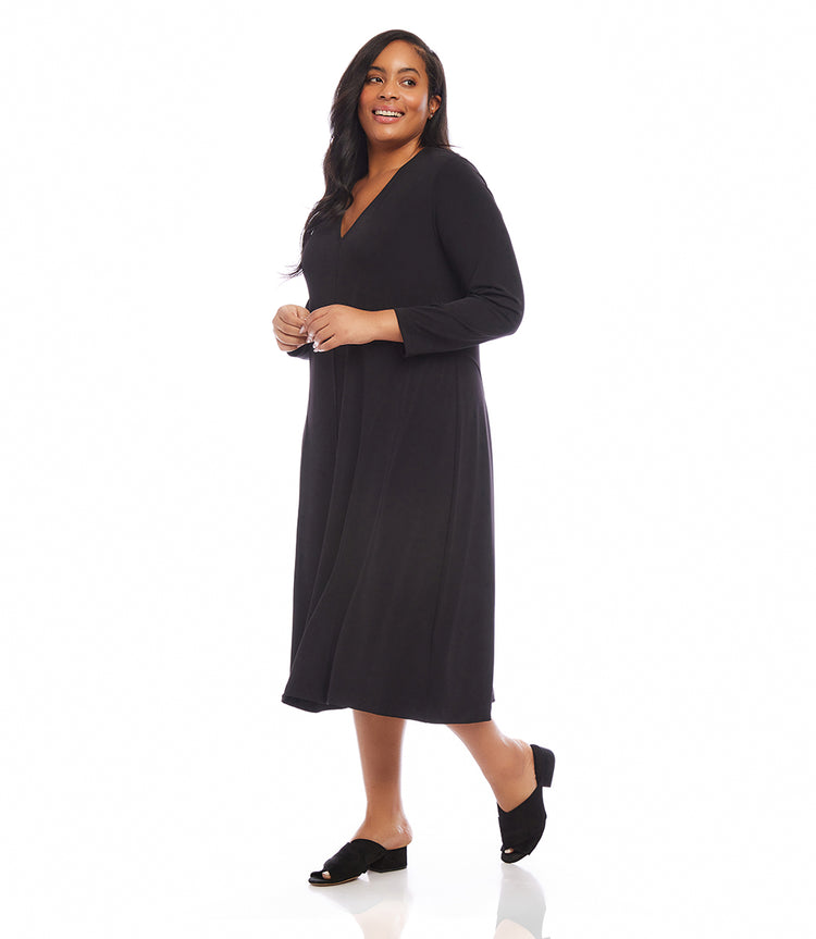 Plus Size Kate V-Neck Midi Travel Dress