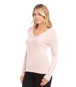 Ribbed Long Sleeve V-neck Top