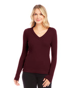 Ribbed Long Sleeve V-neck Top