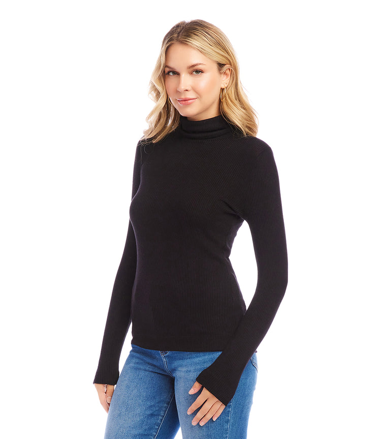 Ribbed Turtleneck Top