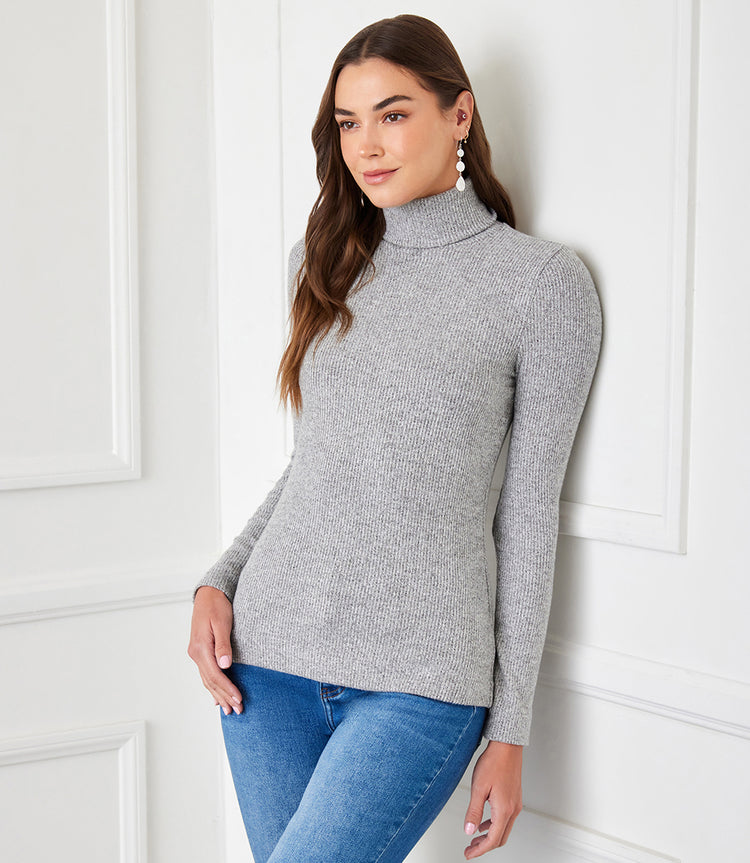 Ribbed Turtleneck Top