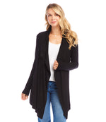 Ribbed Drape Front Cardigan