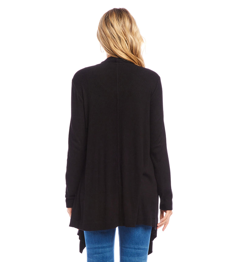 Ribbed Drape Front Cardigan