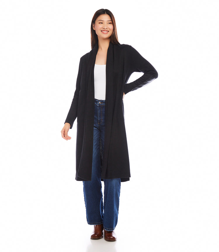 Faux Leather Patch Duster