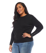 Plus Size Button Sleeve Sweater