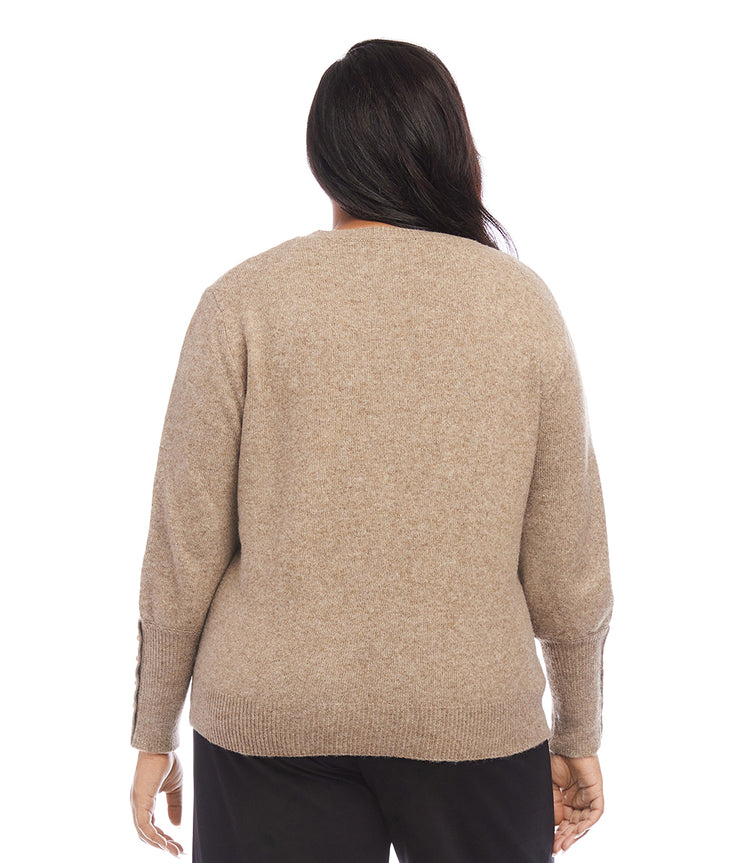 Plus Size Button Sleeve Sweater