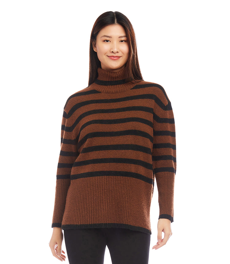 Stripe Turtleneck Sweater