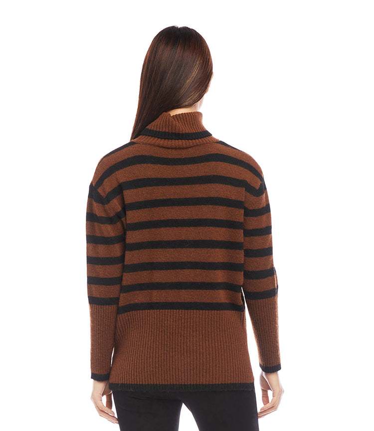 Stripe Turtleneck Sweater