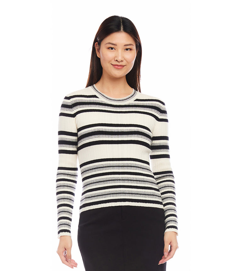 Stripe Ribbed Sweater Top