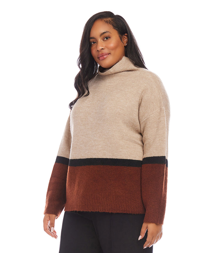 Plus Size Colorblock Sweater