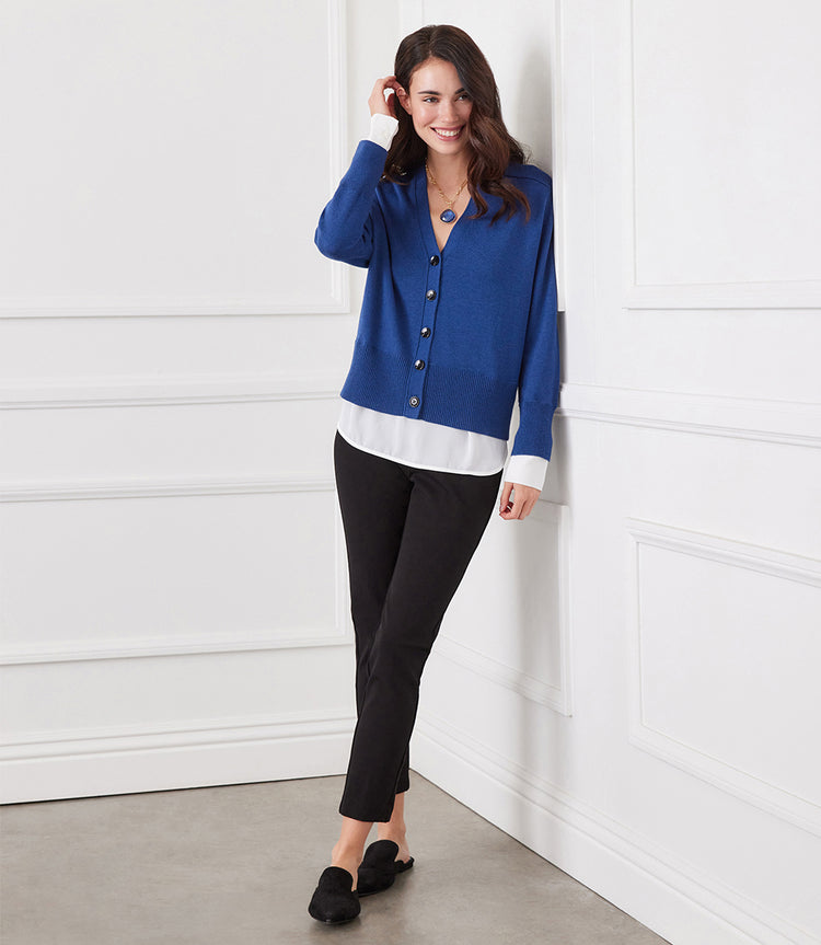 Petite Size Layered Sweater Cardigan