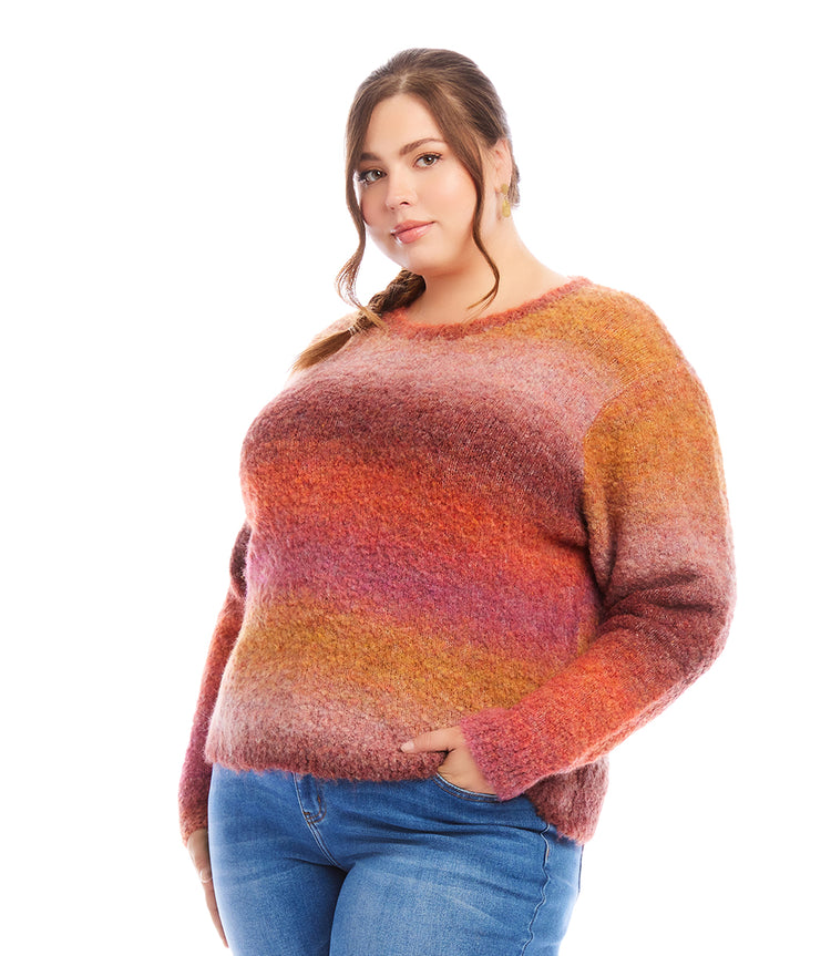 Plus Size Ombre Boucle Sweater